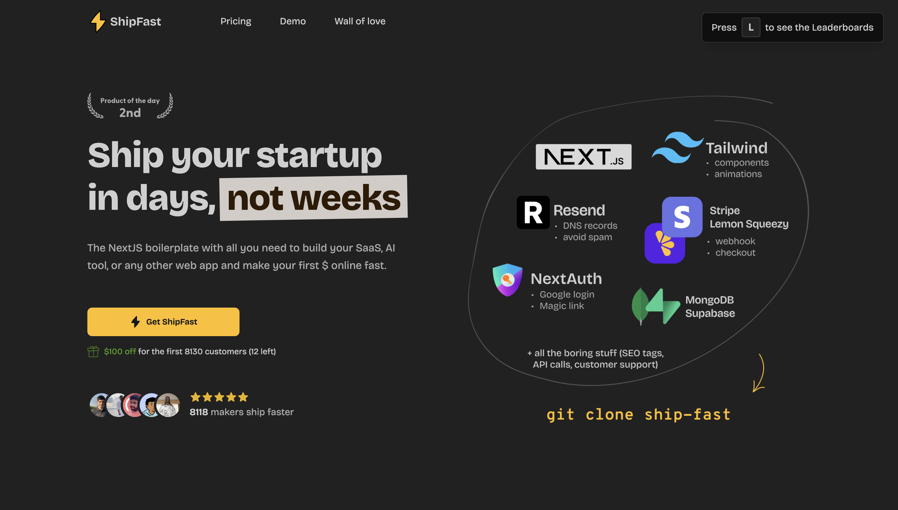 ShipFast - Ship your startup in days, not weeks